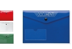 Art. FS502H, Busta portadocumenti con tasca esterna. Chiusura con bottone nero.