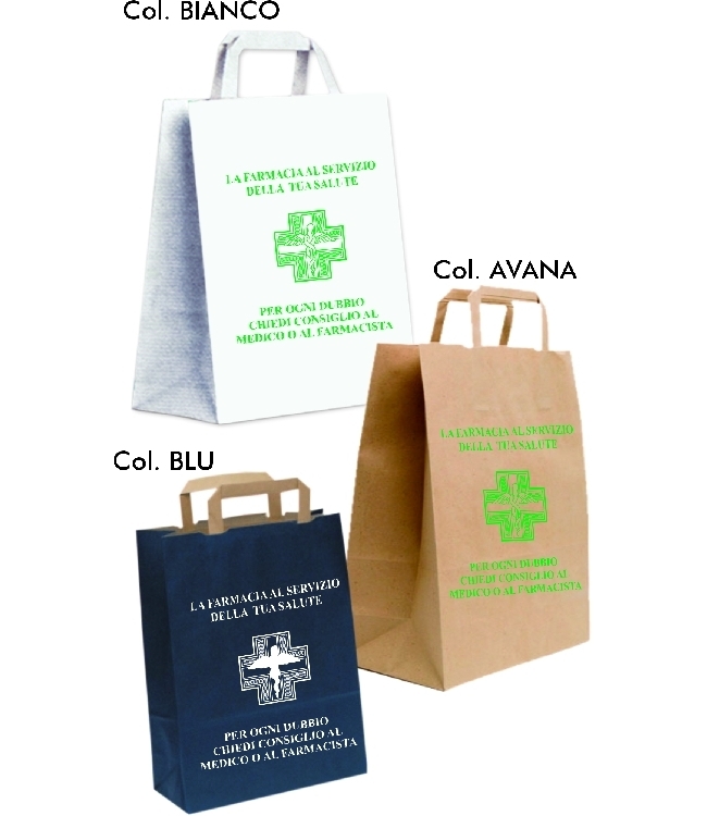 Art. EGO056 Shoppers in carta Kraft F.to 32+16x45 manico a piattina, imballo 250 pz.