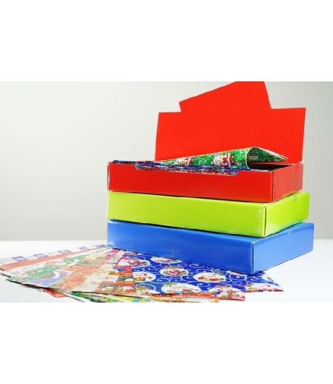 Art. BOX1NAT, Box fogli carta regalo conf. 100pz, colori assortiti.